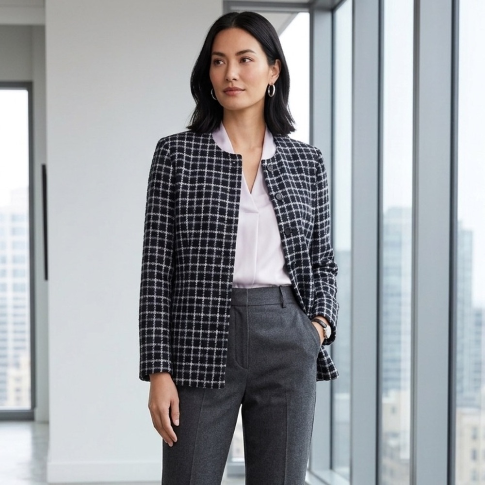 Alfred Dunner Vintage Tweed Plaid Jacket Blazer | Size 10